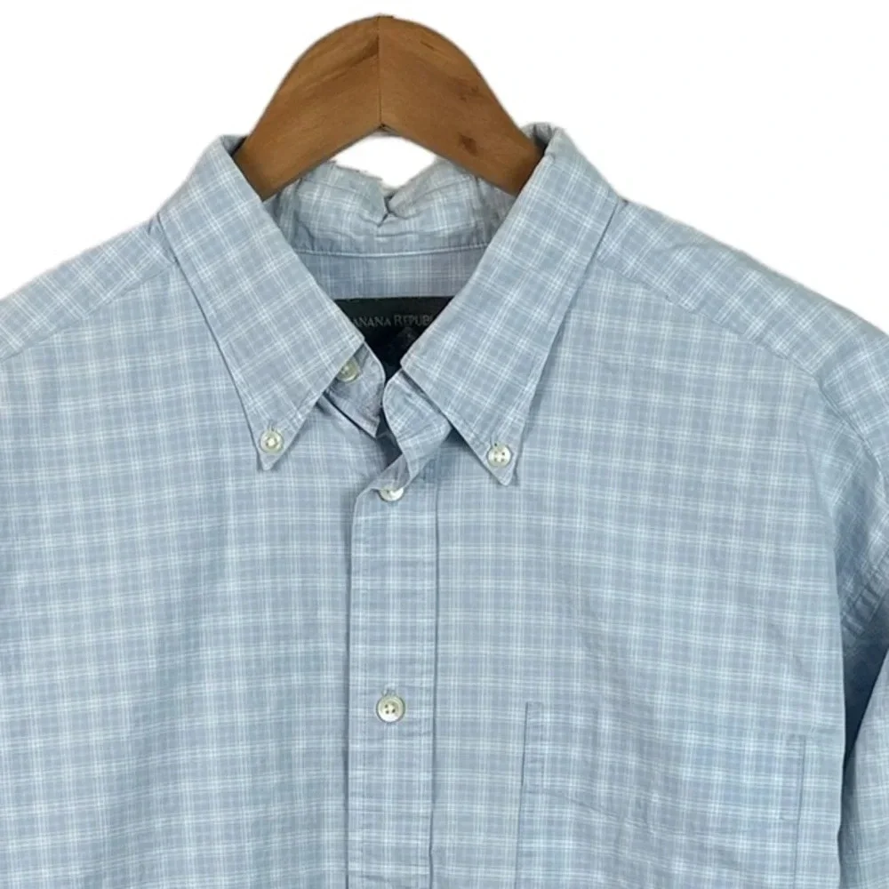 BF137 Mens Banana Republic Designer Button Down Shirt L
